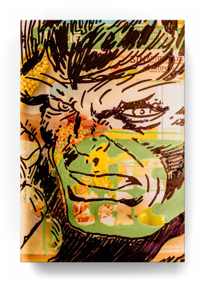 the Hulk over a cereal box