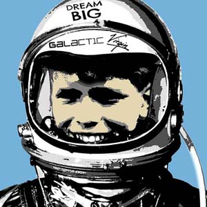 Paint of a woman diving into a swimming pool and a red F1 car in the background