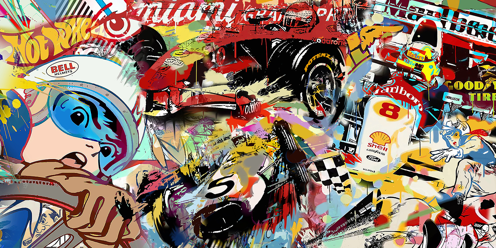 Race Of Dreams<br>80" x 160". Original acrylic on canvas.