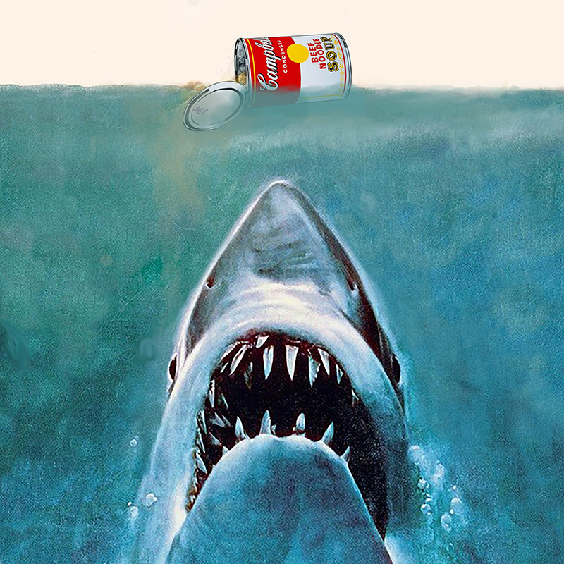 Shark Soup<br>60" x 60". Original acrylic on canvas.