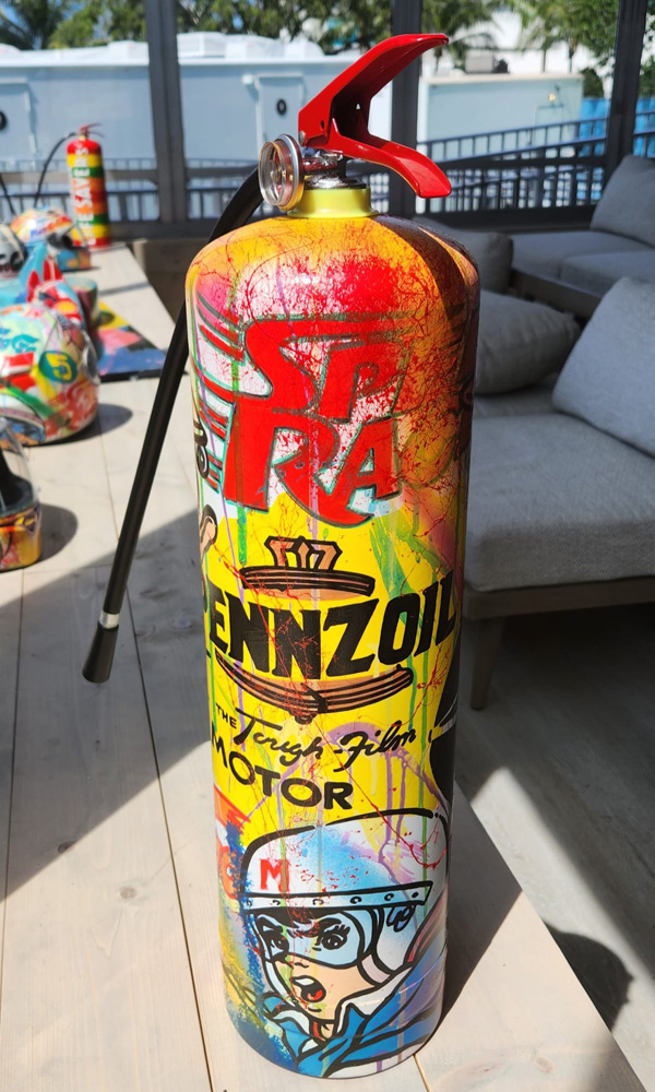 Time For Speed, ACRYLIC PAINTED ON EXTINGUISHER